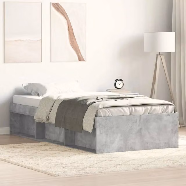 Giroletto VIDAXL moderno in legno e materiali compositi grigio con scomparti laterali L/P/H: 200 x 90 x 35 cm