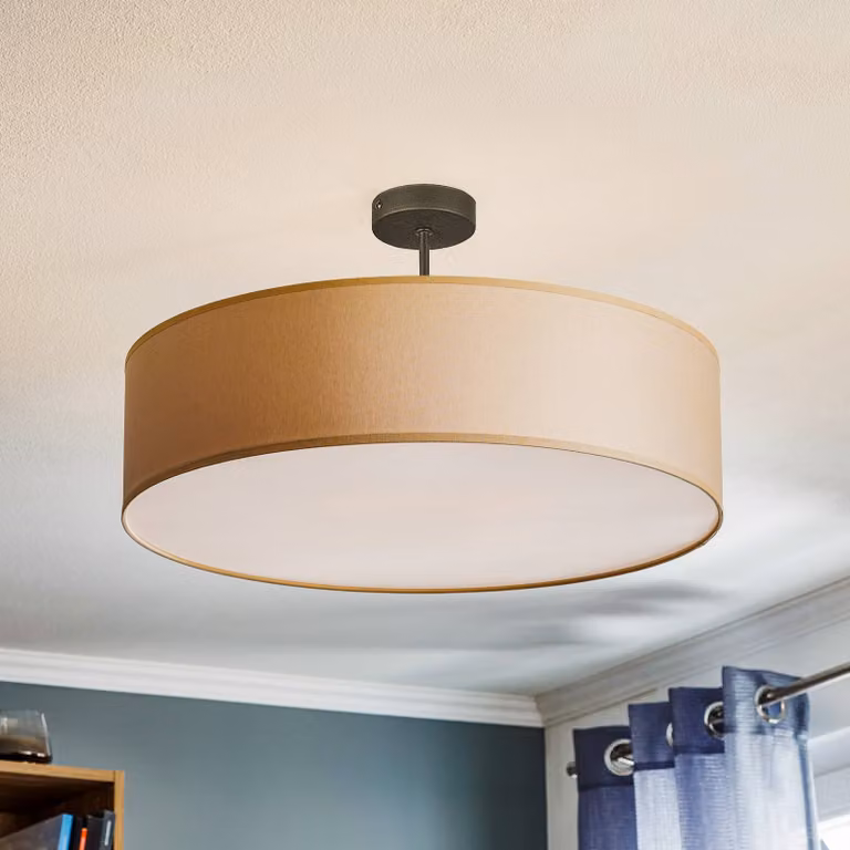 Plafoniera soffitto Rondo TK Lighting, dimmerabile, Crema / Ambra, Camera da letto, Tessuto / Stoffa / Seta, Moderno, Plafoniera