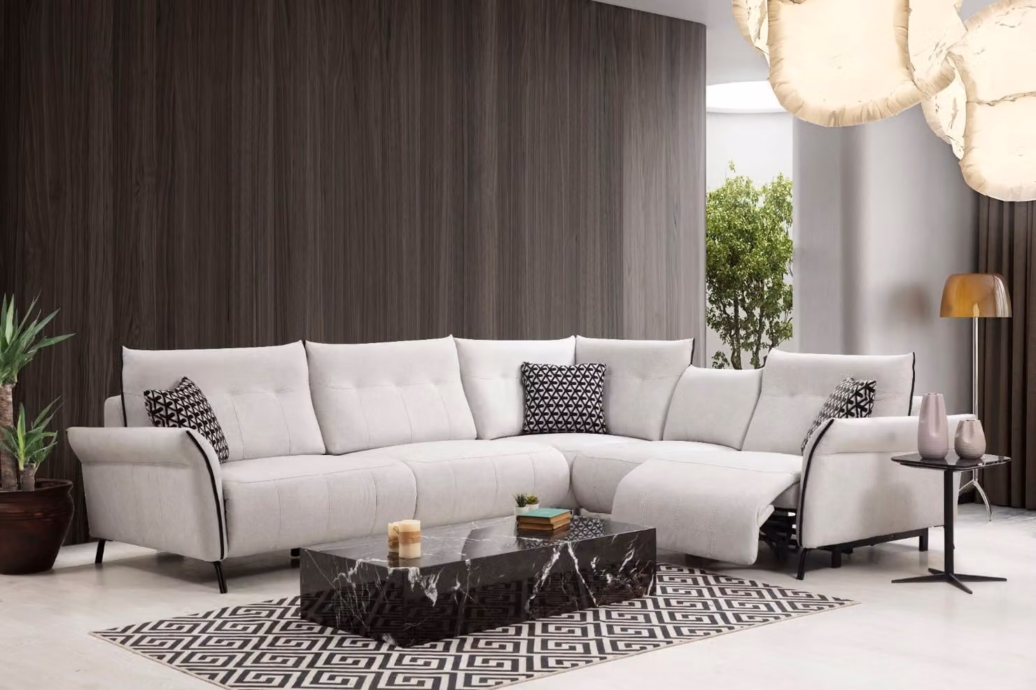 Ecksofa Wohnzimmer Sofa Couch Polster Textil Möbel Modern Designer