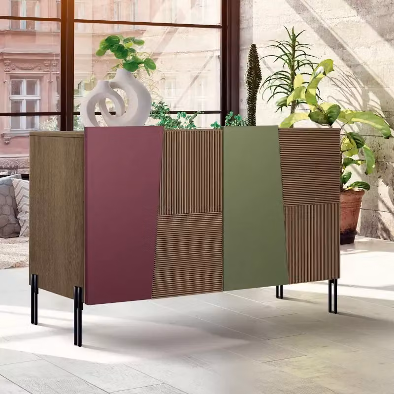 Madia contemporanea Mobili 2G in legno di frassino con gambe in metallo nero L: 126 cm, P: 48 cm, H: 83 cm – 2