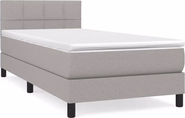 Giroletto a Molle con Materasso Grigio Chiaro100x200 cm Tessuto
