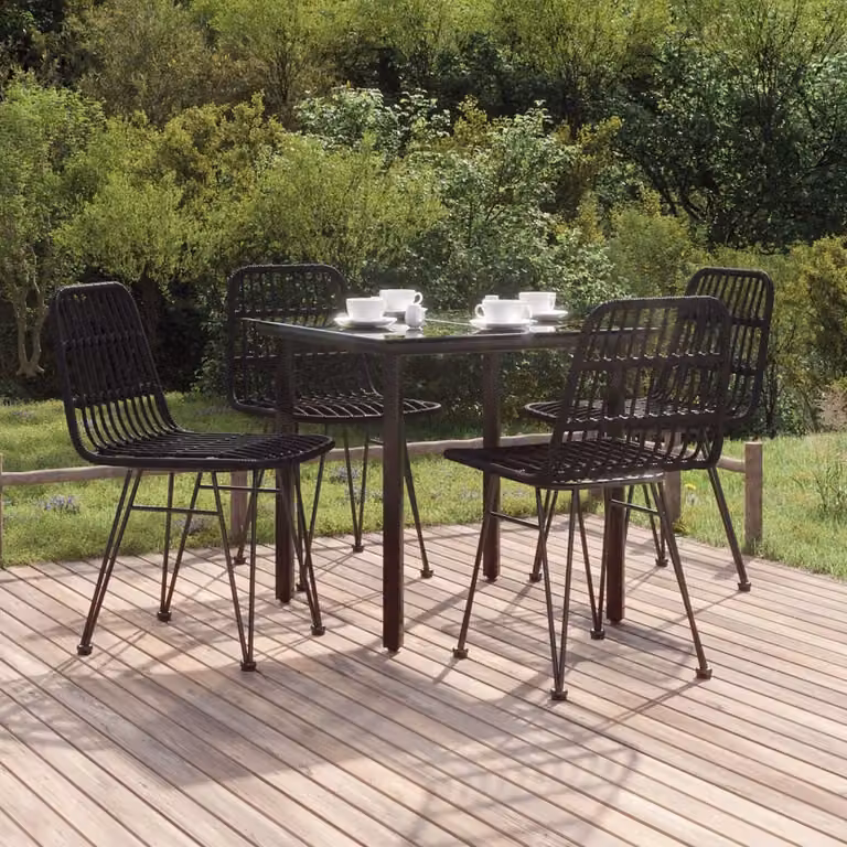 Maison Exclusive - Set da pranzo da giardino 5 pezzi in polyrattan nero