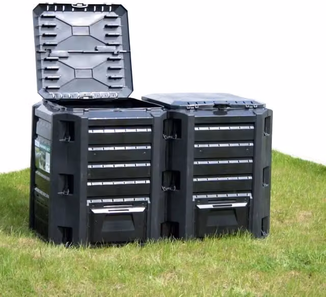 Compostiera da giardino vidaXL in plastica nera da 800 L
