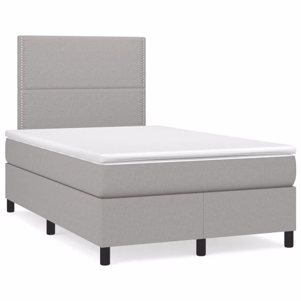 vidaXL Giroletto a Molle Ibrido con Materasso in Tessuto Grigio e Bianco L/P/H: 120 x 200 x 40 cm