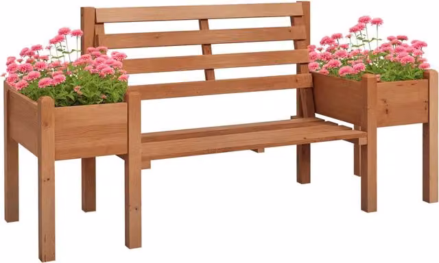 Panchina con fioriere integrate Xylo in legno marrone L: 184 cm, P: 59 cm, H: 95 cm