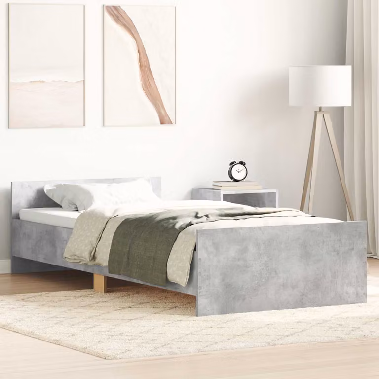 Struttura del letto moderna vidaXL in legno in color grigio, L 80 x P 200 cm