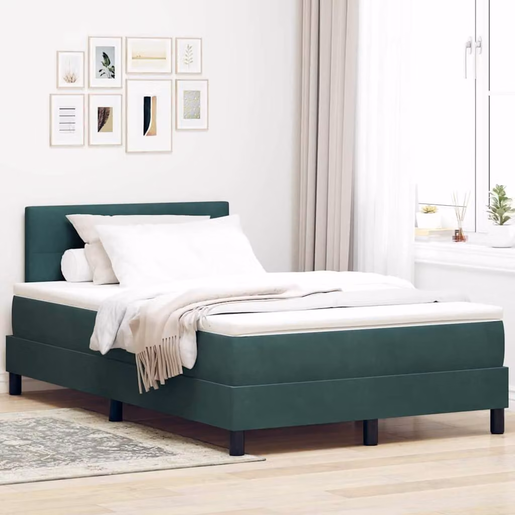 Maison Exclusive - Letto boxspring a LED con testiera verde scuro 120 x 200 cm in velluto
