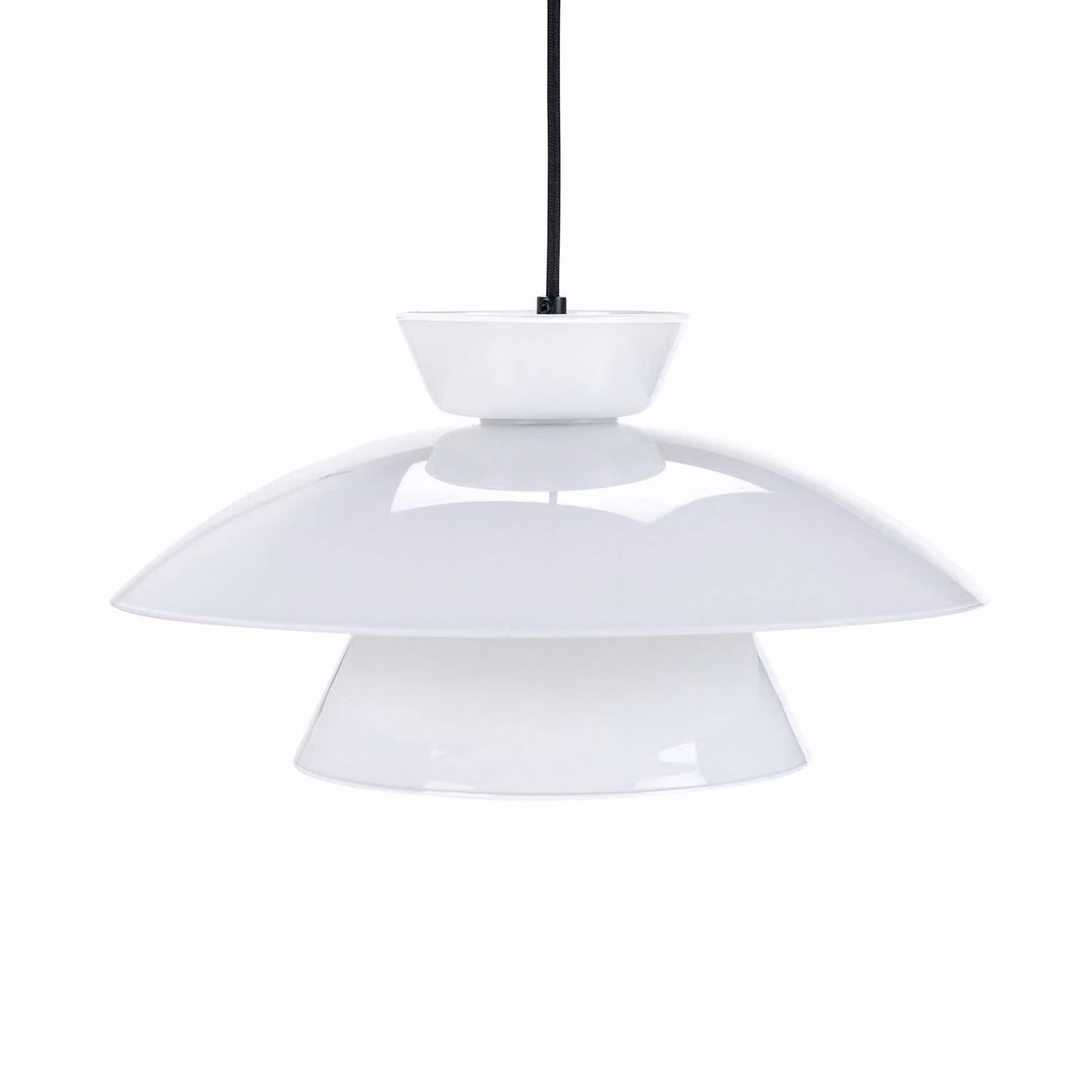 Dyberg Larsen Lampada a sospensione in vetro Valby, dimmerabile, Bianco / Opale, Soggiorno / Sala da pranzo, Vetro, Scandinavo, Lampada a sospensione