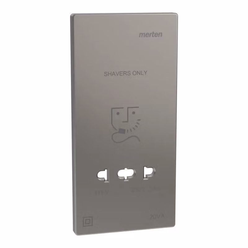 Piastra centrale Merten per presa da barba, nichel metallizzato, sistema Design MEG2109-3450
