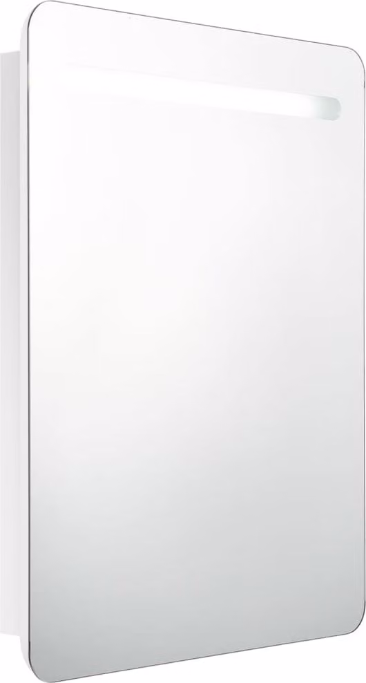 Armadietto Bagno con Specchio e LED Bianco Lucido 60x11x80 cm