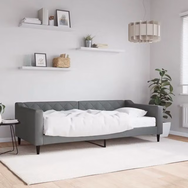 Divano Letto Moderno vidaXL in Tessuto Grigio con Struttura Imbottita