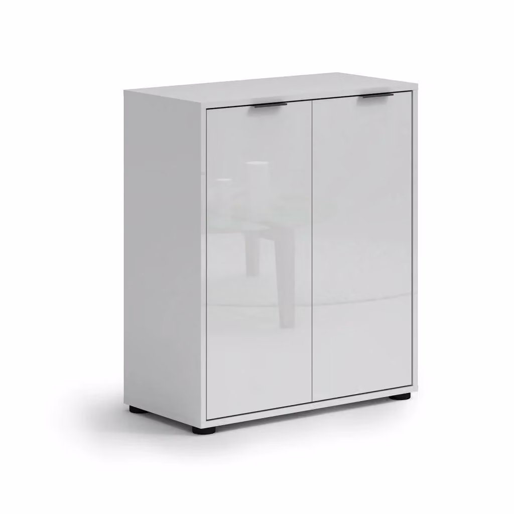 Scarpiera Angitolar DMORA con ante a battente, capacità 20 paia, Bianco Lucido, L: 72.5 cm, P: 36 cm, H: 86 cm – 2