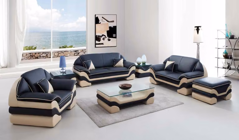 Klassische Couch Polster Sofagarnitur 3+2+1 Komplett Set Leder Sofas Couchen