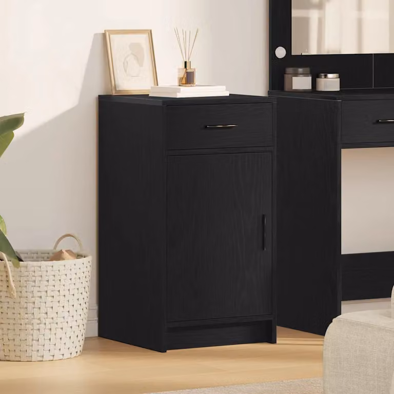 Credenza moderna vidaXL in legno MDF color nero L 40 cm, P 40,5 cm, H 75 cm