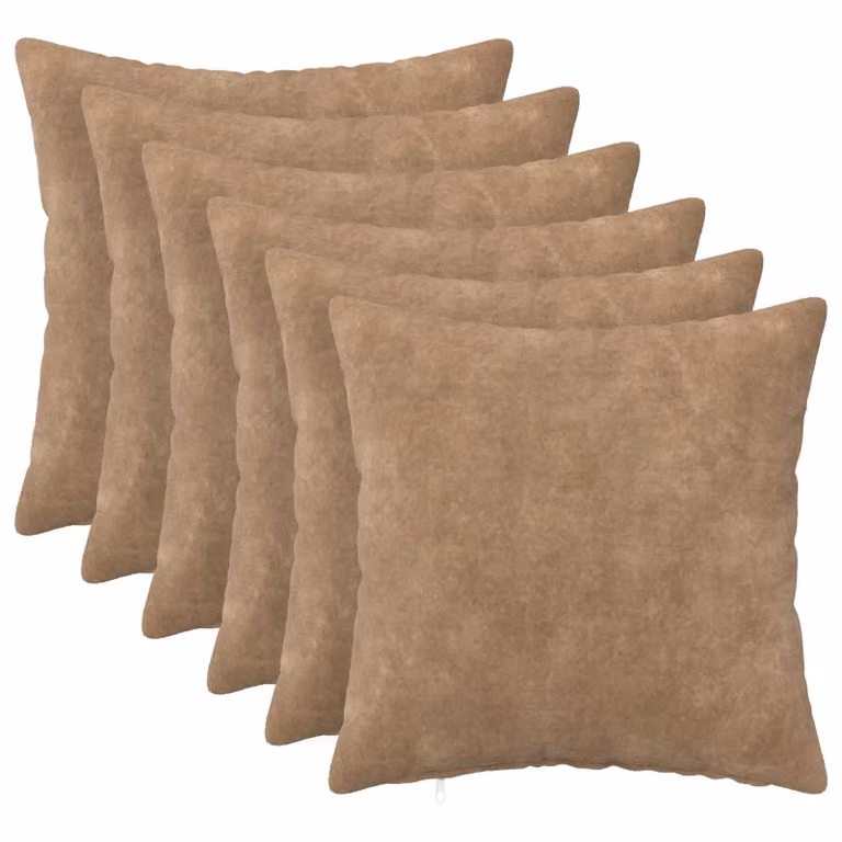 Set di 6 cuscini vidaXL HEERLEN in microfibra, colore tortora, L/P/H: 50 x 50 x 12 cm