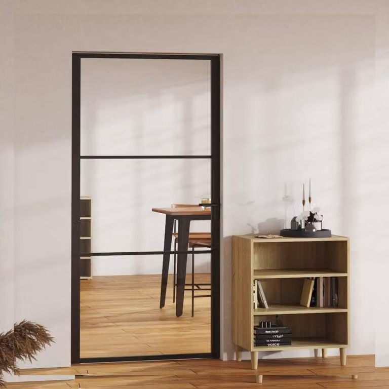 Porta interna The Living Store ESG in vetro e alluminio 102,5x201,5 cm Nero