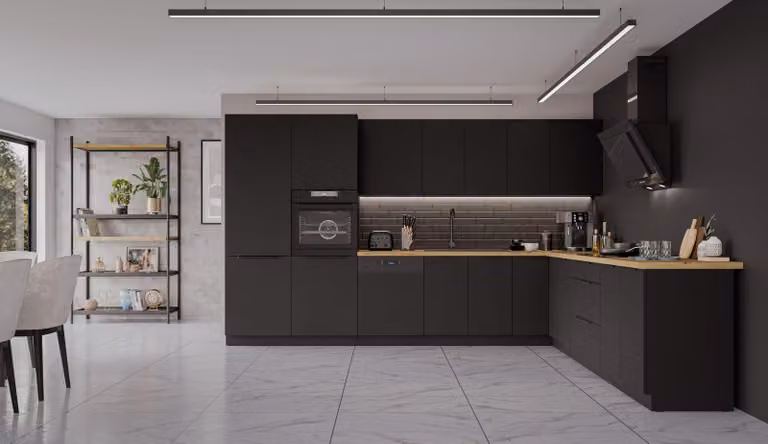 Cucina ad angolo SIENA 350x290 cm, cucina componibile, cucina ad angolo, cucina nera opaca