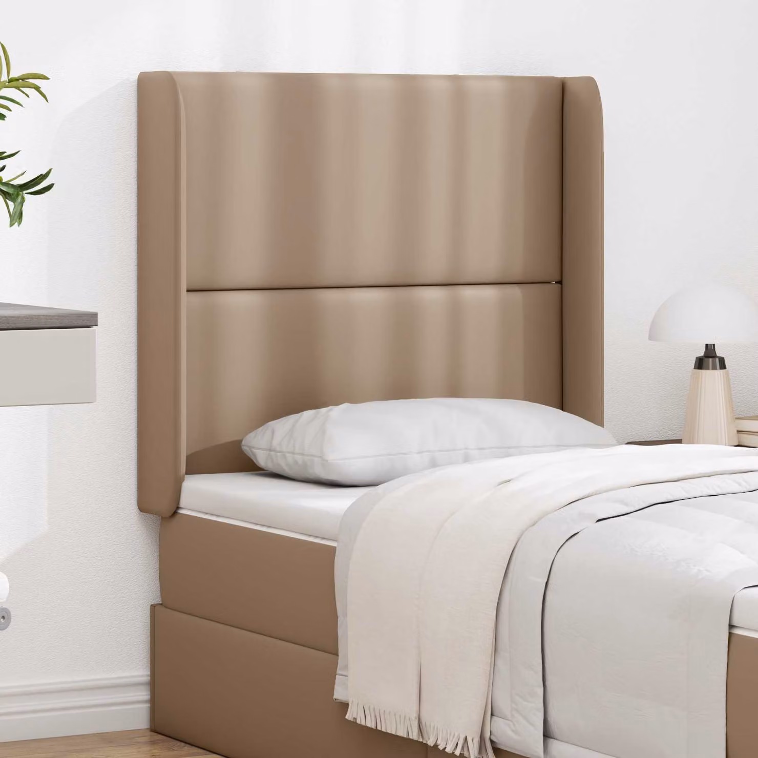 Pannello per testata del letto imbottito moderno vidaXL in ecopelle marrone L 80 x P 16 x H 4 cm