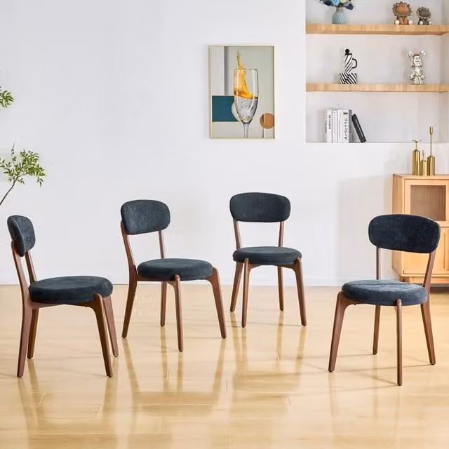 Sedie da pranzo moderne, 2 pezzi in lino nero con struttura in metallo e seduta confortevole