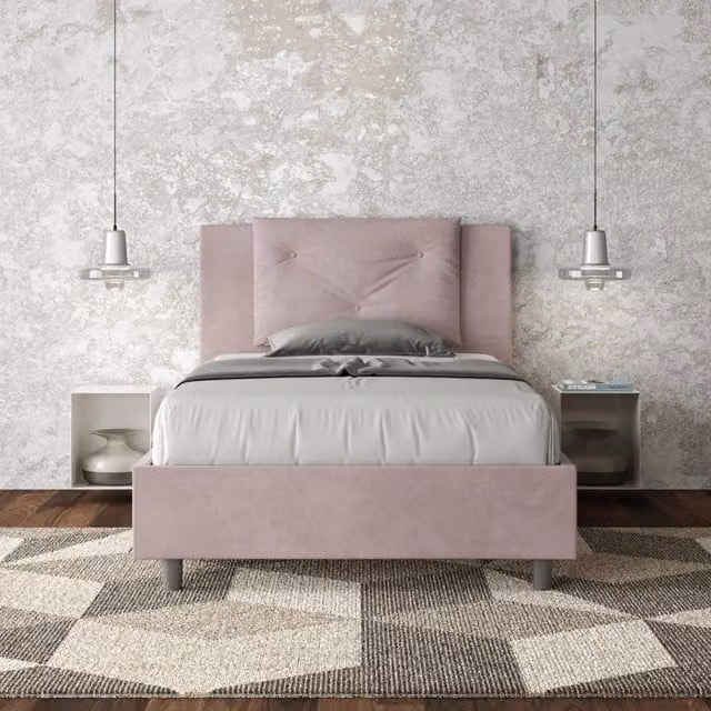 Letto imbottito Ityhome Appia in microfibra rosa L: 110 cm, P: 222 cm, H: 125 cm