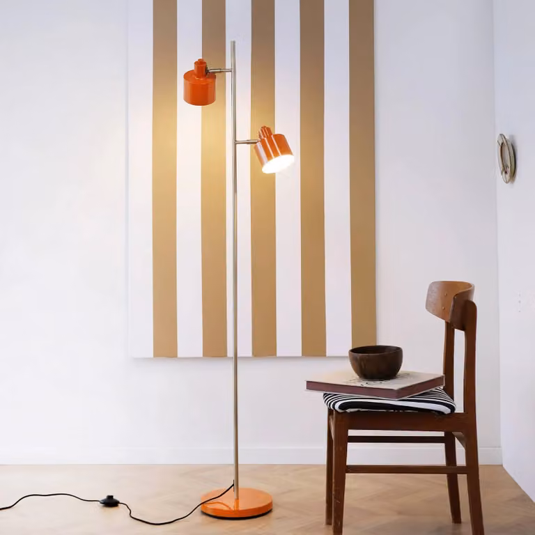 Dyberg Larsen Lampada da terra Ocean, Giallo / Arancione, Soggiorno / Sala da pranzo, Metallo, Scandinavo, Lampada da terra