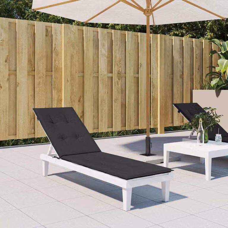 vidaXL Cuscino per Sdraio Nero in Poliestere con Imbottitura in Schiuma, Idrorepellente e Traspirante, L/P/H: 180 x 50 x 4 cm