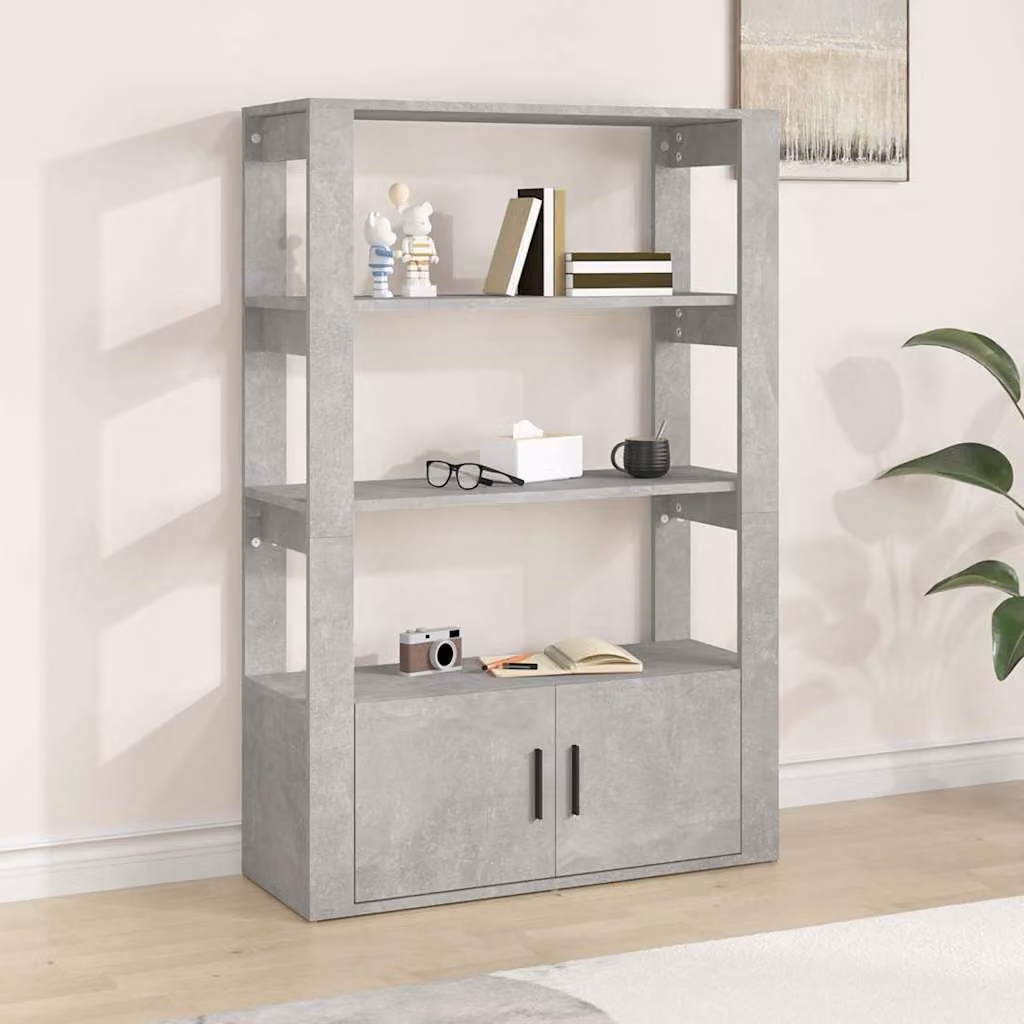 Credenza vidaXL in legno multistrato grigio, sospesa a parete, L: 80 cm, P: 30 cm, H: 119,5 cm