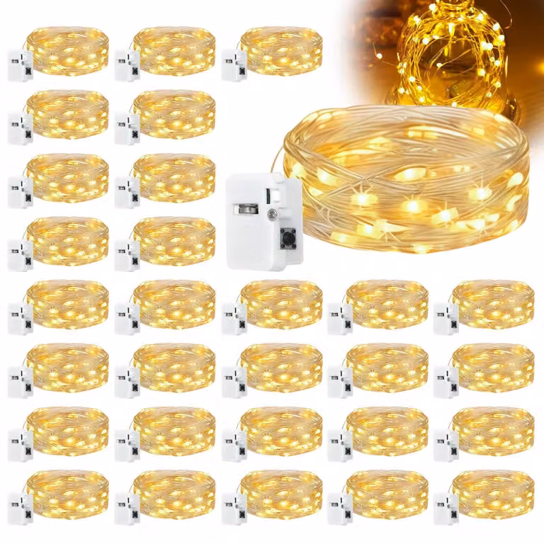 Mini catena luminosa, 30 luci, 2 metri, 20 LED, 3 modalità, luce bianca calda