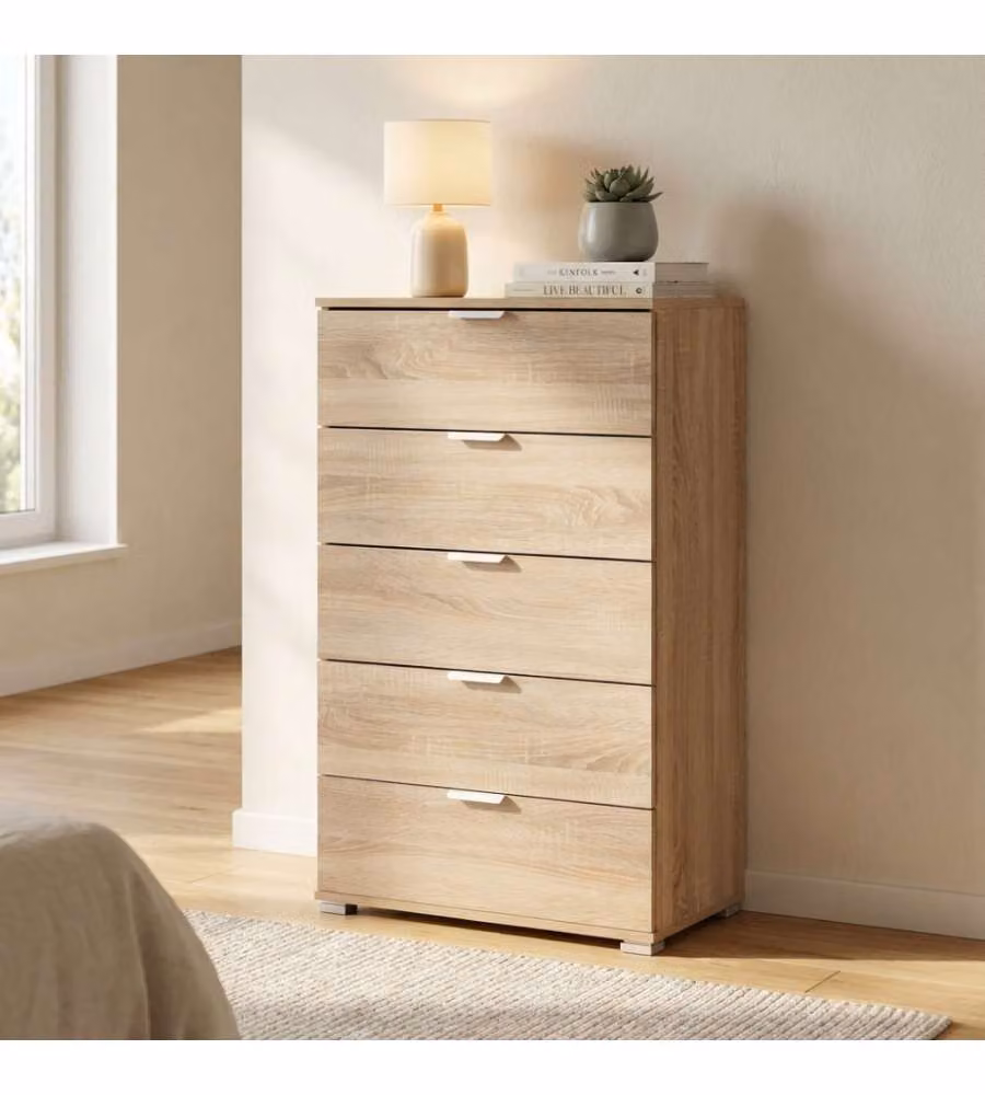 Cosma Cassettiera Moderna in Legno MDF Colore Marrone e Beige L: 60 cm, P: 38 cm, H: 103 cm