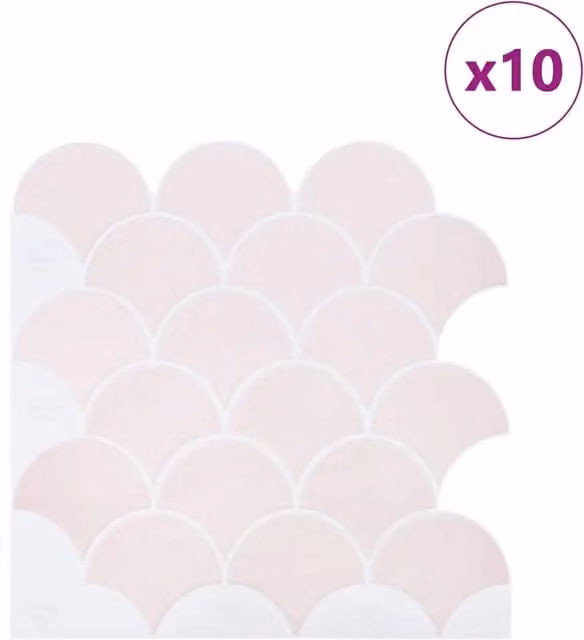 Set di 50 piastrelle a scaglie di pesce DESIGN IN in plastica, colore rosa chiaro, 30 x 30 cm, CFW1510246