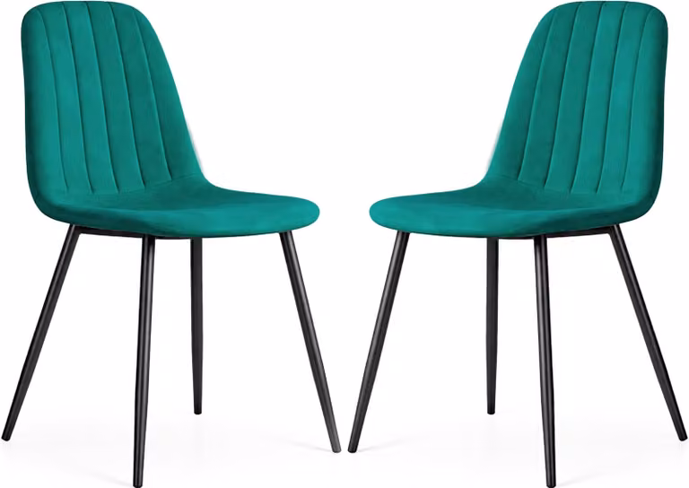 Set di 2 Sedie in velluto trapuntate LUMO Verde Bottiglia gambe nere