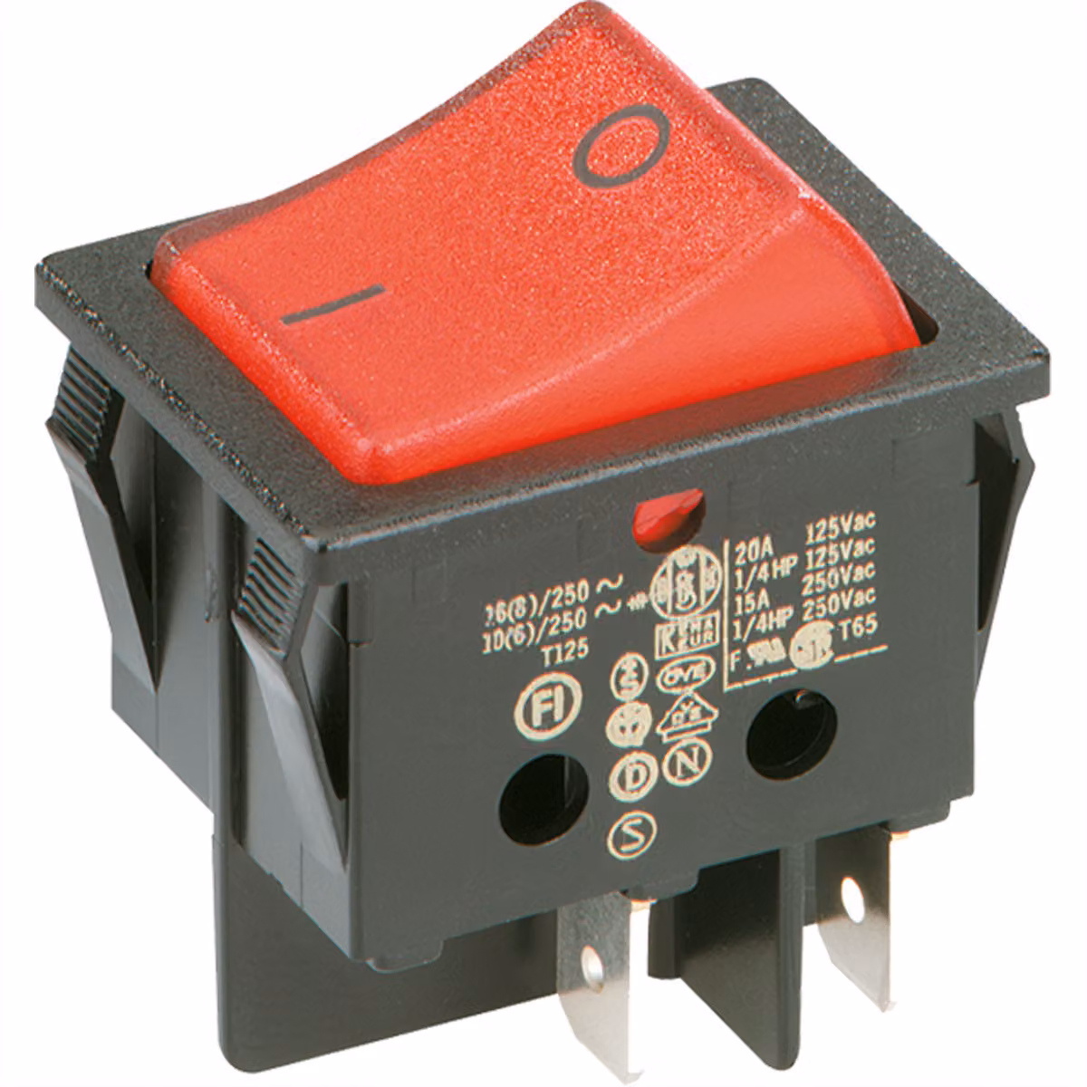 Interruttore a bilanciere BACHMANN serie 3652, interruttore di spegnimento, carico, a 2 poli, nero / rosso