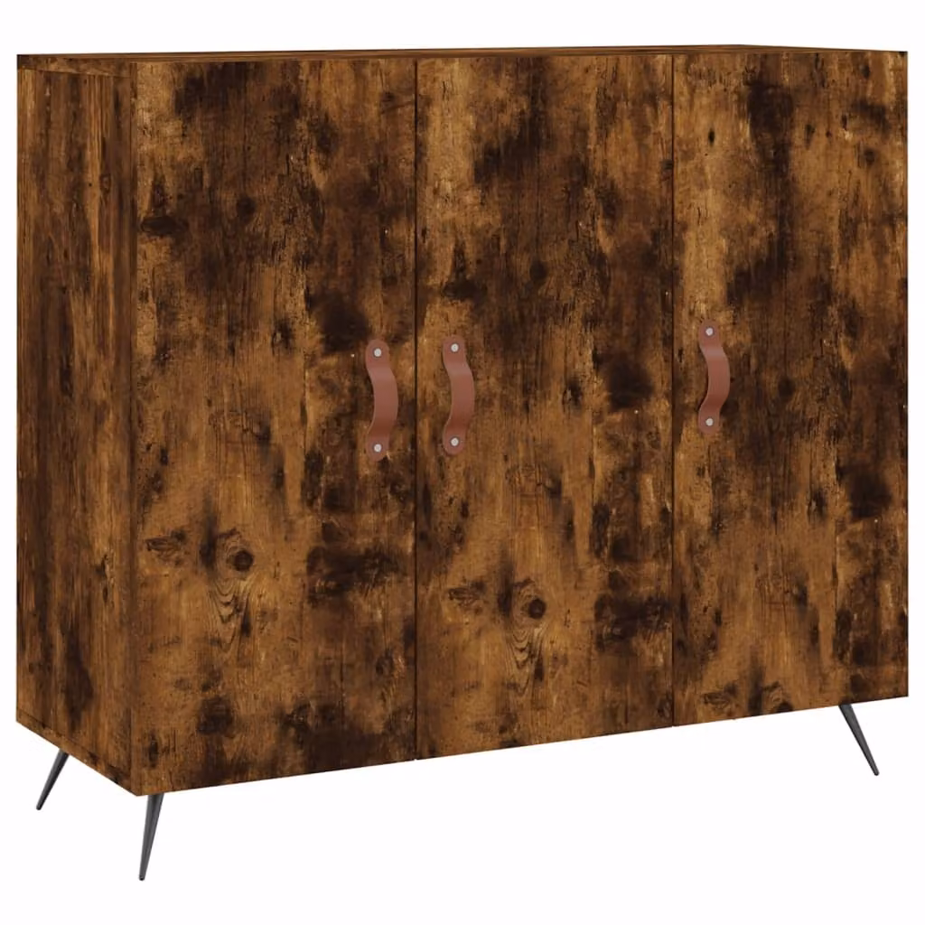 Credenza Rovere Fumo 90x34x80 cm in Legno Multistrato