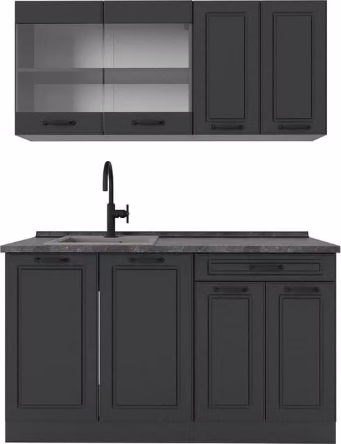 Cucina monoblocco R-Line Antracite rustico/Antracite 140 cm, PL Antracite Vicco
