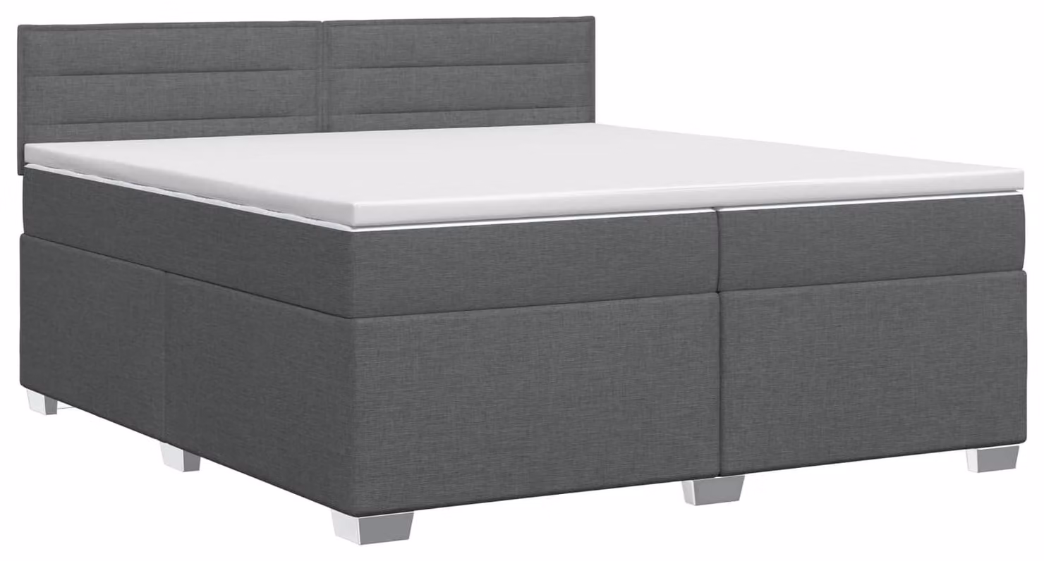 Letto a molle con materasso grigio scuro 200 x 200 cm in tessuto