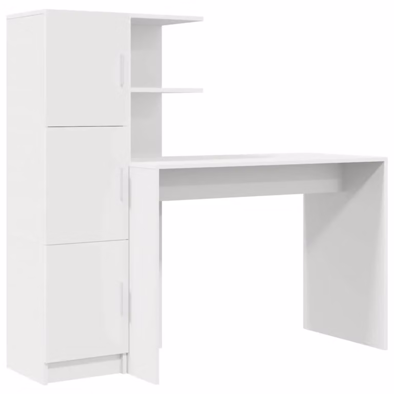 Scrivania vidaXL in MDF laminato Bianco e Marrone L: 133,5 cm, P: 50 cm, H: 124 cm