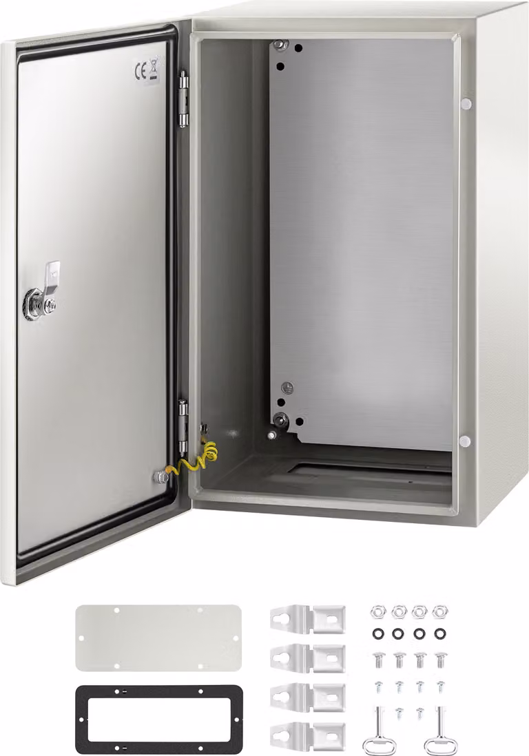 SucceBuy Contenitore in acciaio NEMA, scatola di giunzione elettrica in acciaio NEMA 4X da 20 x 12 x 10 pollici, impermeabile e antipolvere IP66, scatola di giunzione elettrica per esterni/interni con piastra di montaggio