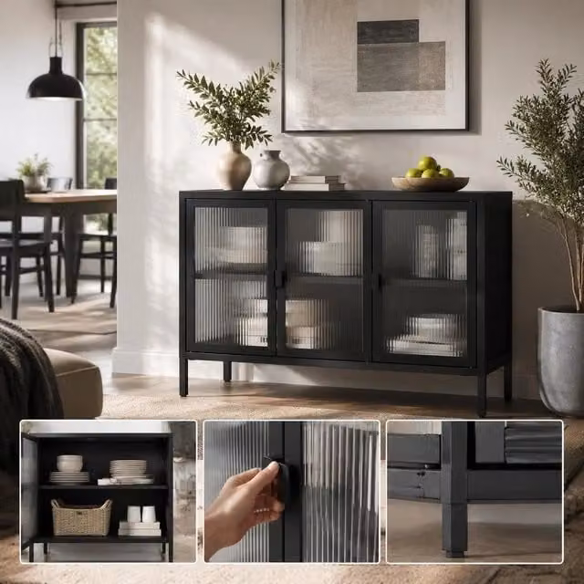 Sideboard Black 105x35x70 Cm Glass And Steel