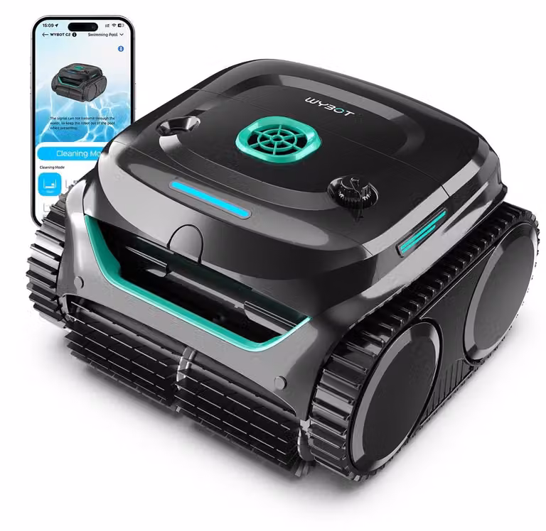 Robot per piscina, colore grigio-verde smeraldo - Motore da 72 W - Autonomia di 180 minuti - Batteria agli ioni di litio - Adatta per piscine interrate fino a 150 m²