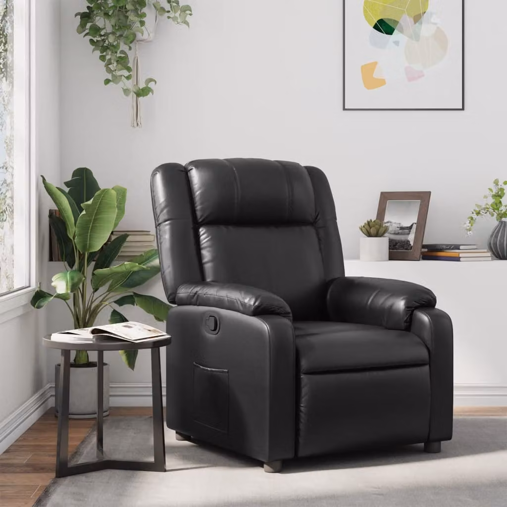Poltrona Reclinabile Relax vidaXL in Similpelle Nera con Braccioli e Regolazione Manuale