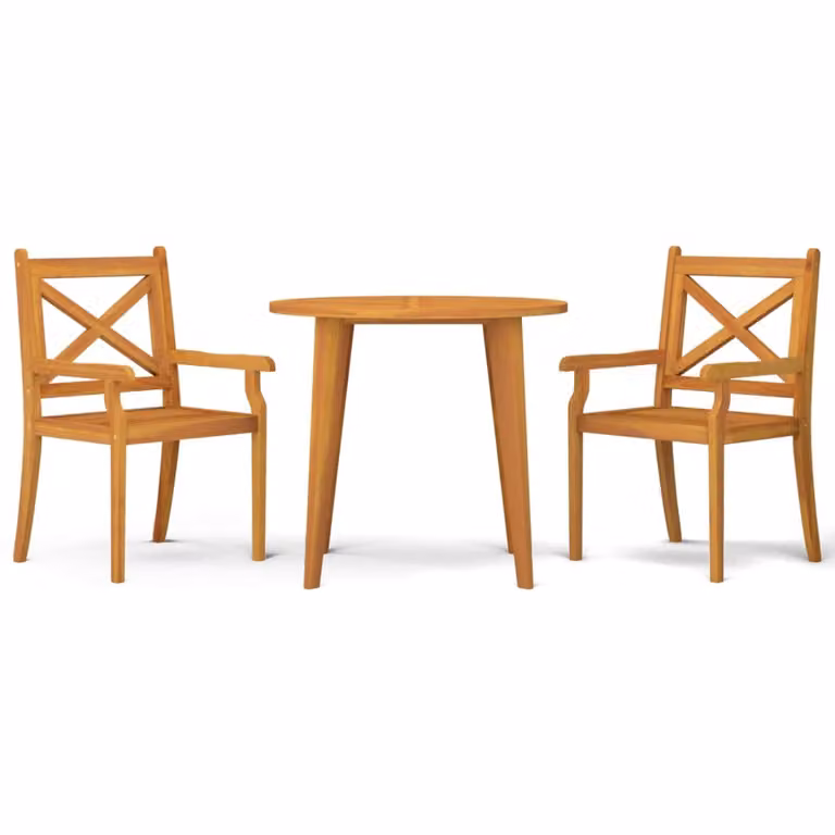 Set Mobili da Pranzo per Giardino 3 pz Legno Massello di Acacia