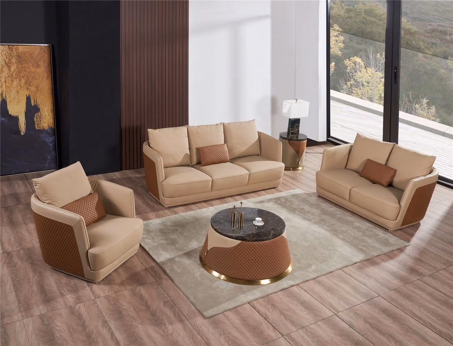 Sofagarnitur 3+2 Sitzer Ledersofa Couch Wohnlandschaft Garnitur Design Modern