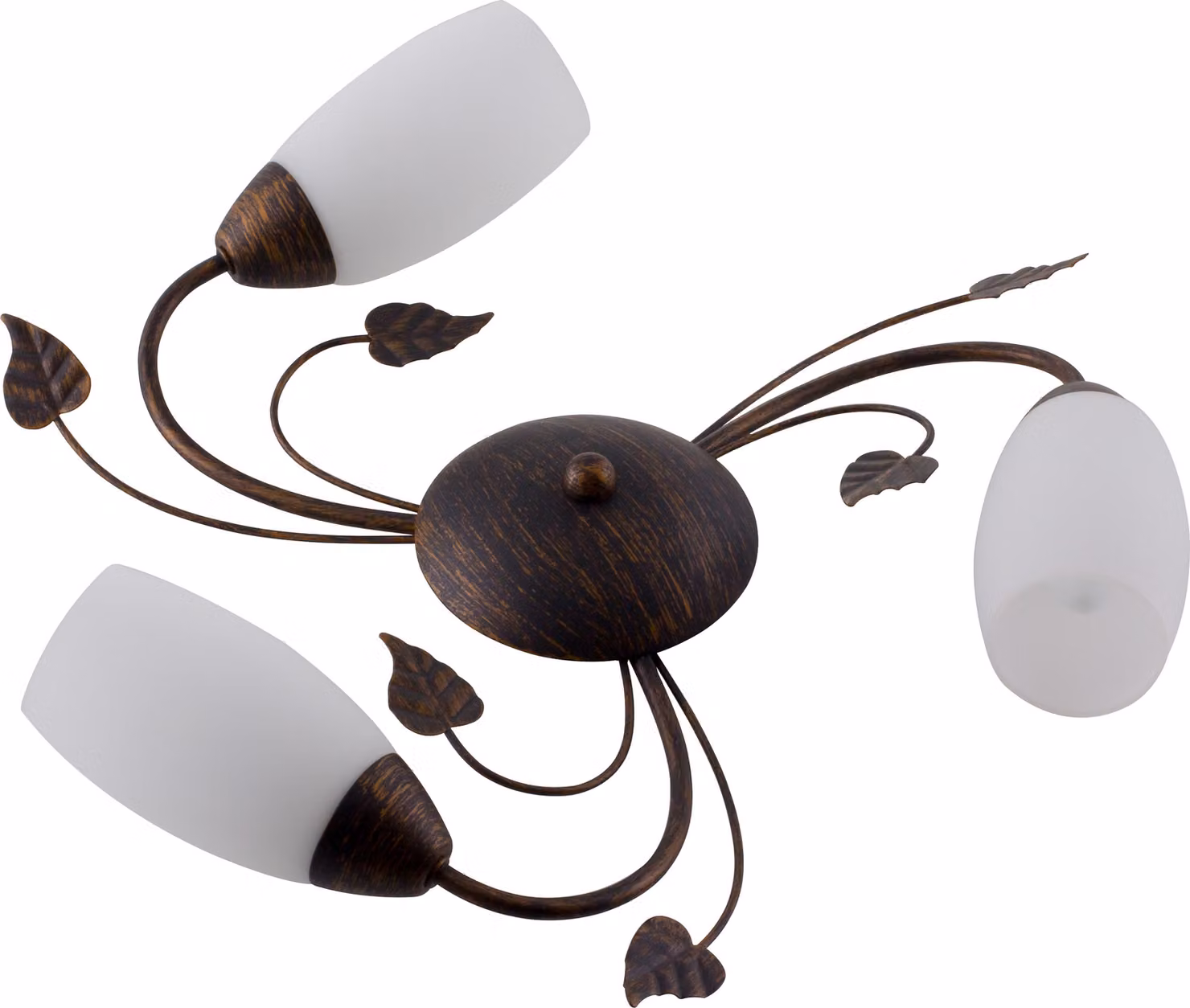 Lampada a soffitto NOWA, struttura in metallo color ruggine, diffusore in vetro effetto alabastro, diametro: 500 mm, altezza: 140 mm, esclusa lampadina: 3 x E14, 40W, 230V