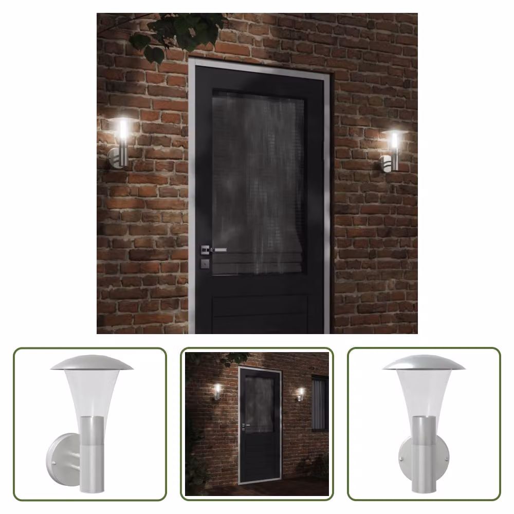 The Living Store Applique da esterno in acciaio inox argento