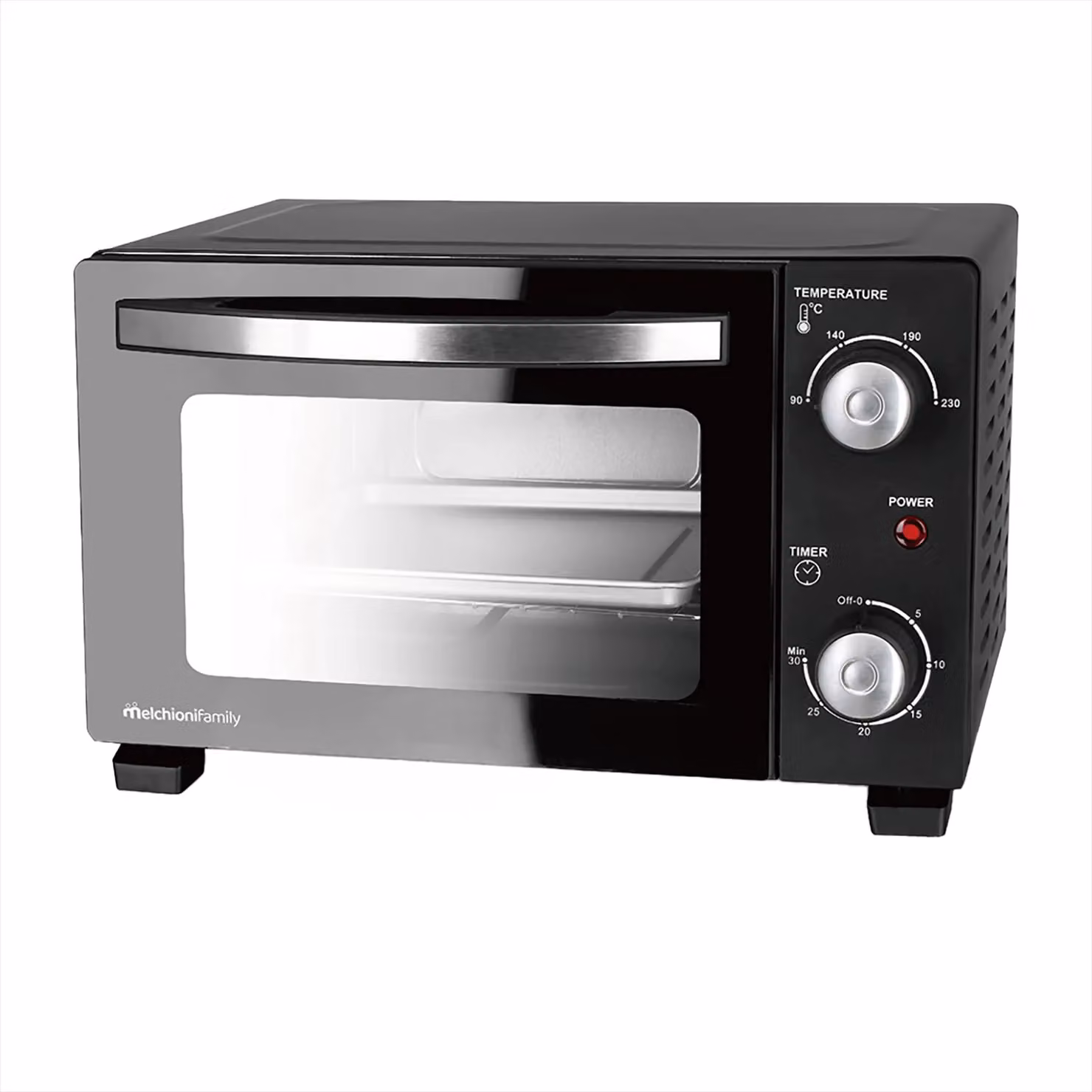 Forno elettrico Melchioni Family Devil nero da 11 litri, 800W, con timer, L: 37,3 cm, P: 37,3 cm, H: 23,4 cm – 2