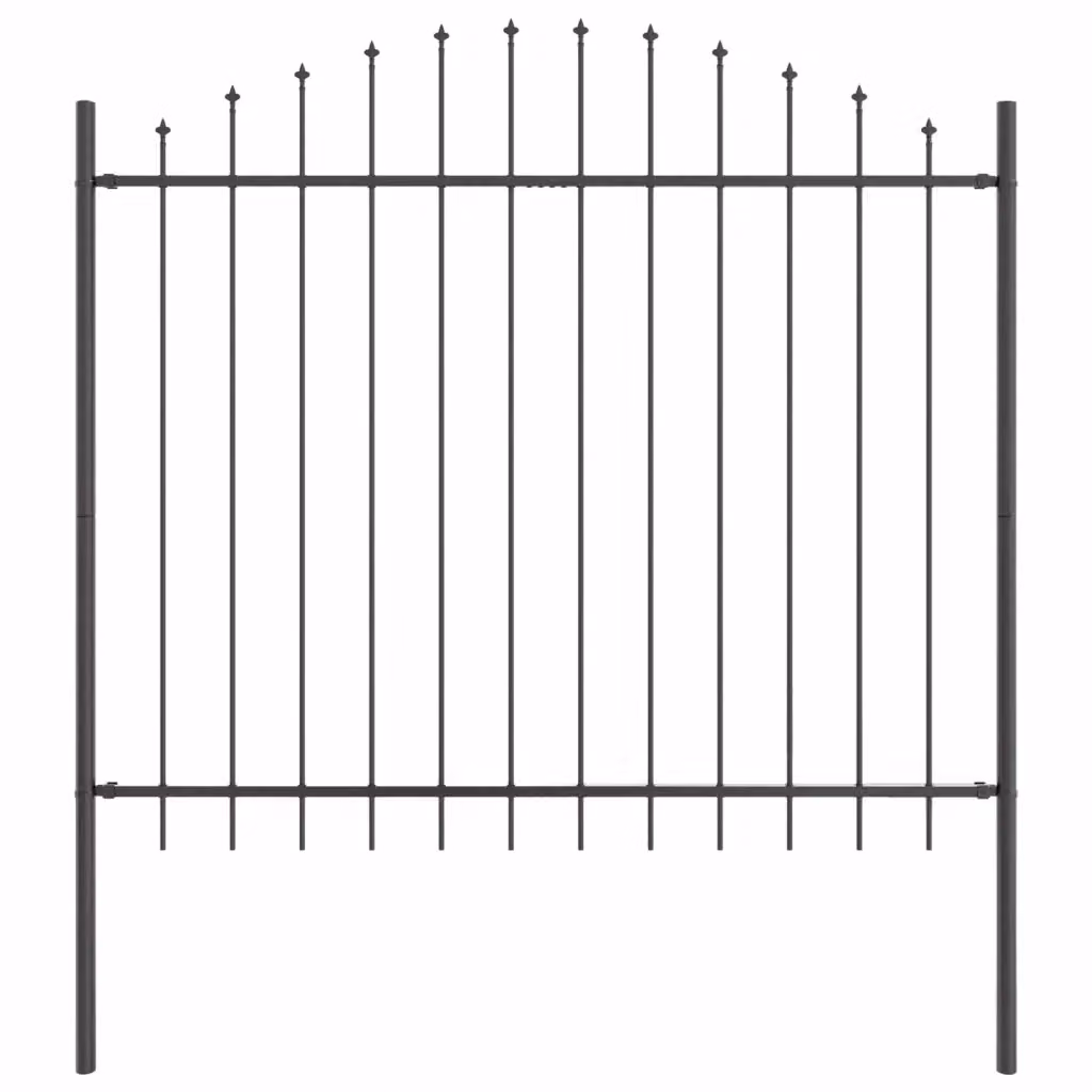 vidaXL Recinzione per Giardino in Acciaio Verniciato a Polvere Grigio, Set da 7 Pezzi, H: 190 cm, L: 170 cm – 2