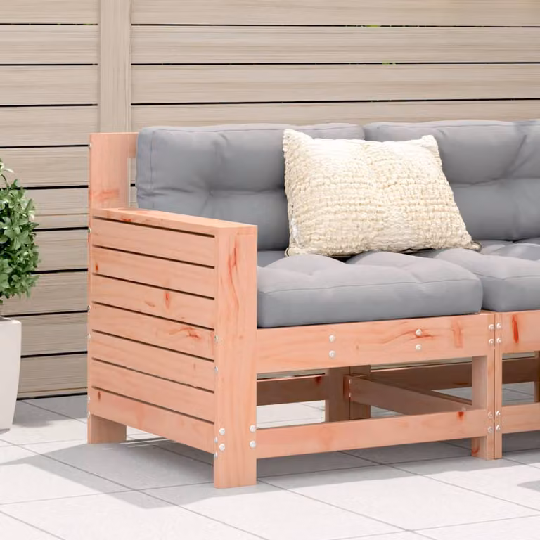 vidaXL Divano da Giardino Moderno in Legno di Douglas con Cuscini Grigio e Marrone