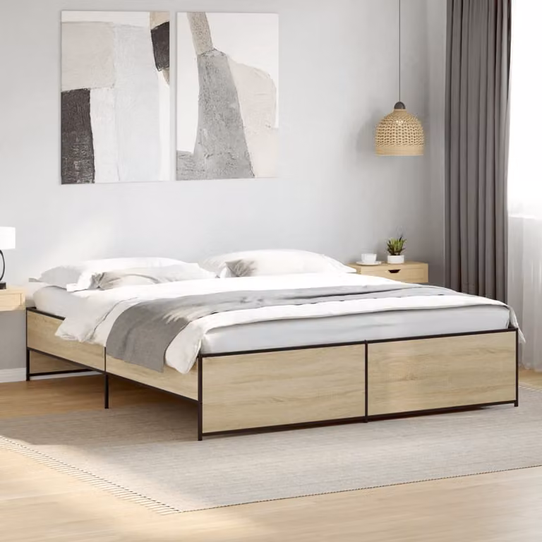 vidaXL Giroletto in Rovere Sonoma e Metallo, L/P: 200 x 200 cm
