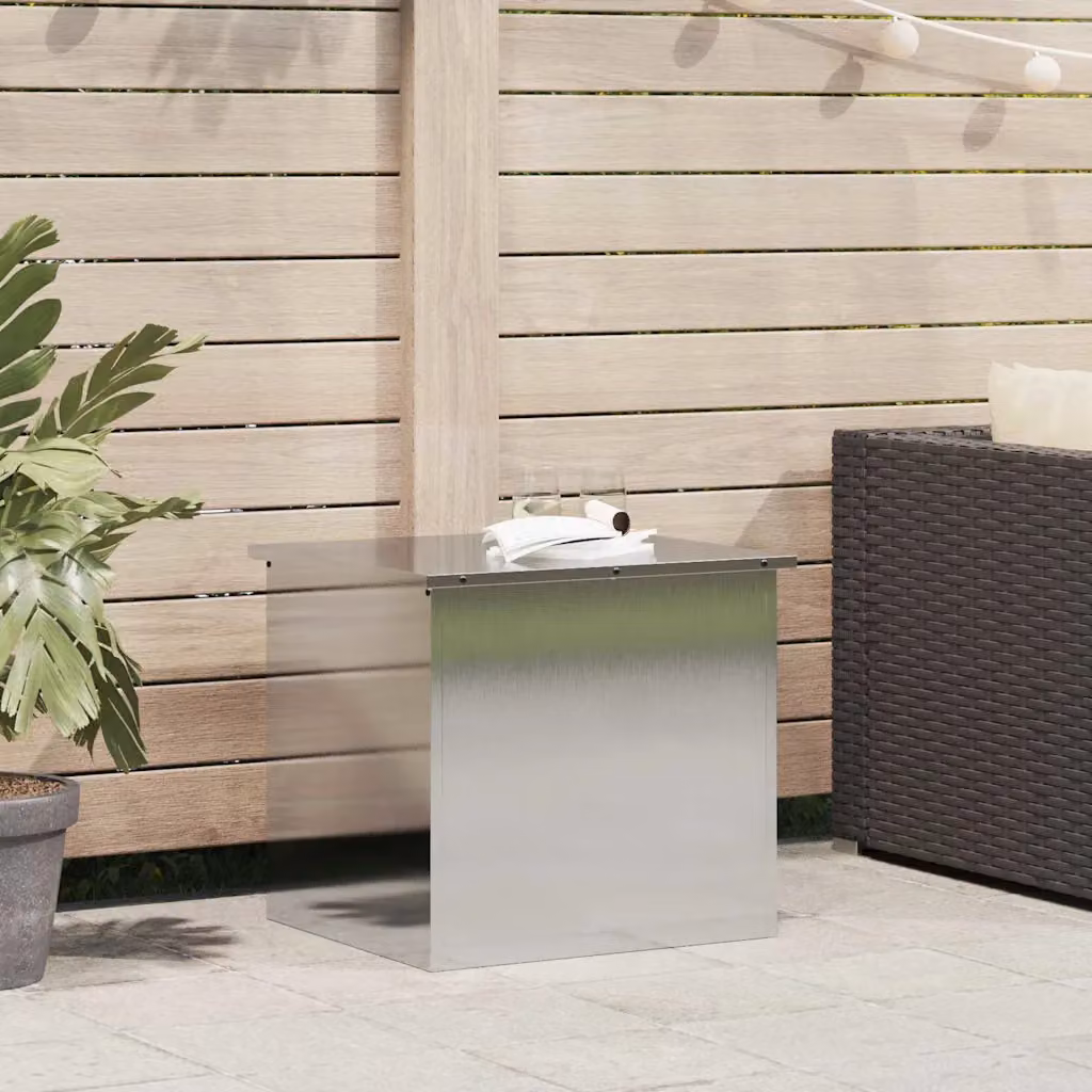 vidaXL Cassa per cuscini da giardino in acciaio zincato argento L 55 cm, P 50,5 cm, H 50 cm