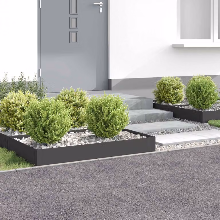 Set di 4 bordure per prato vidaXL in acciaio nero, L 100 x P 60 x H 20 cm